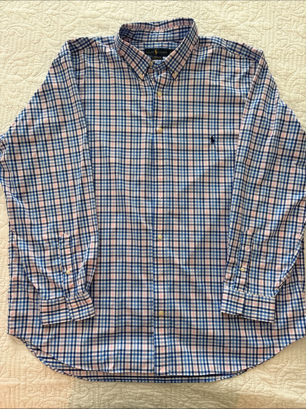 Ralph Lauren Men’s Plaid Button-Down Shirt in Blue & Pink